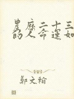 农历二十三出生的人命运如何
