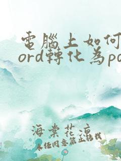 电脑上如何将word转化为pdf格式