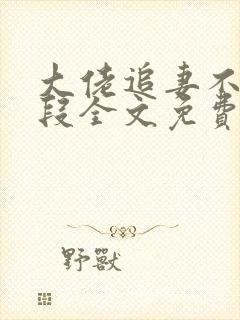大佬追妻不择手段全文免费阅读全文