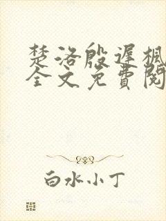 楚洛殷迟枫小说全文免费阅读