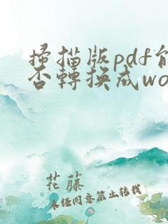 扫描版pdf能否转换成word