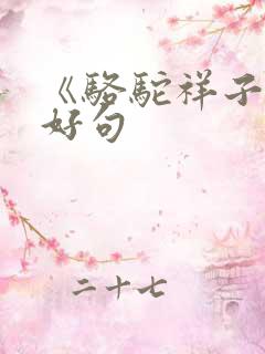 《骆驼祥子》的好句