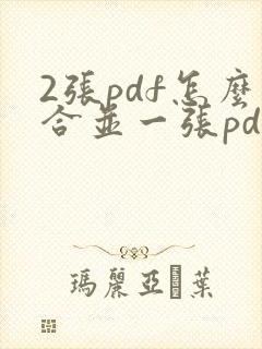 2张pdf怎么合并一张pdf