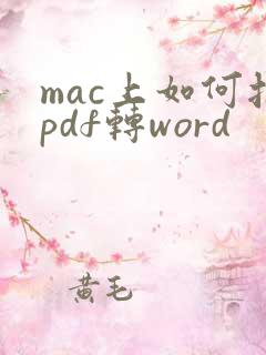 mac上如何把pdf转word