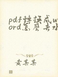 pdf转换成word怎么去水印