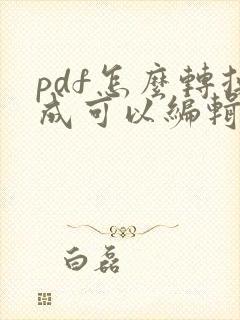 pdf怎么转换成可以编辑的word文档