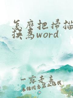 怎么把扫描件转换为word