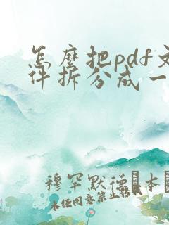 怎么把pdf文件拆分成一页一页的