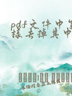 pdf文件中怎样去掉其中的一页