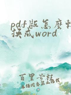 pdf版怎么转换成word
