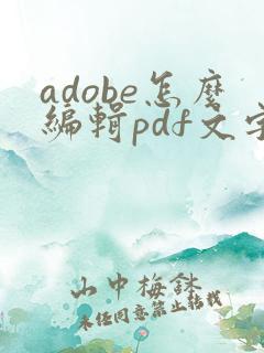 adobe怎么编辑pdf文字