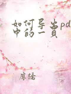 如何导出pdf中的一页