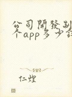 公司开发制作一个app多少钱