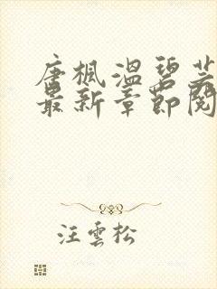 唐枫温碧芸小说最新章节阅读