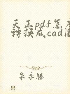 天正pdf怎么转换成cad图纸