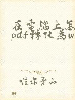 在电脑上怎么把pdf转化为word