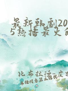最新韩剧2025热播最火的剧