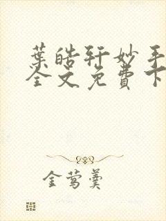 叶皓轩妙手圣医全文免费下载