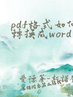 pdf格式如何转换成word文档格式