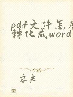 pdf文件怎么转化成word文档