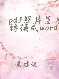 pdf照片怎么转换成word文档
