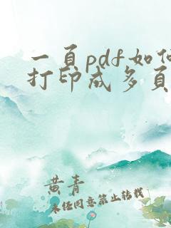 一页pdf如何打印成多页