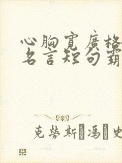 心胸宽广格局大名言短句霸气句子