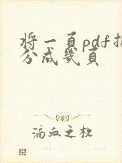 将一页pdf拆分成几页