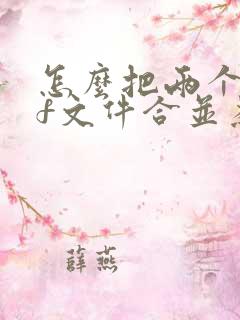 怎么把两个pdf文件合并为一个文件