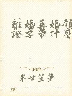 离婚再婚领结婚证要带什么手续