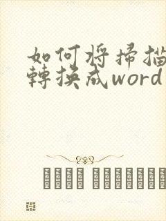 如何将扫描文件转换成word