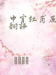 中宵杜甫原文及翻译
