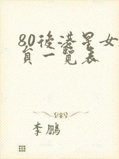 80后港星女演员一览表