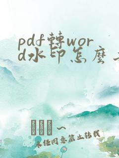 pdf转word水印怎么去掉水印