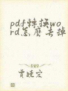 pdf转换word怎么去掉水印