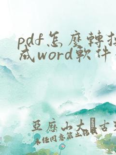 pdf怎么转换成word软件哪个好