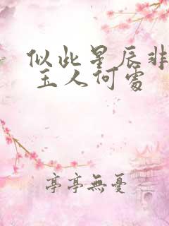 似此星辰非昨夜 玉人何处