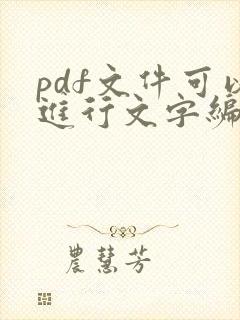 pdf文件可以进行文字编辑吗