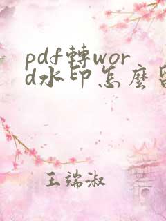 pdf转word水印怎么留