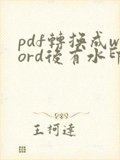 pdf转换成word后有水印怎么去掉