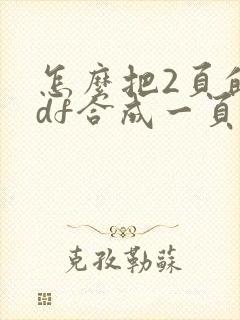 怎么把2页的pdf合成一页