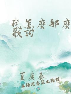 我怎么那么爱你歌词