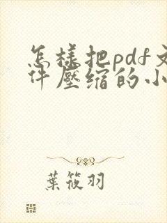 怎样把pdf文件压缩的小一点