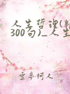 人生哲理(精选300句)_人生感悟的句子