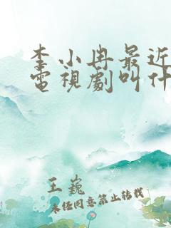 李小冉最近演的电视剧叫什么名字