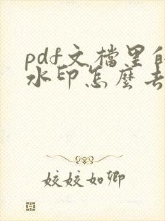 pdf文档里的水印怎么去除