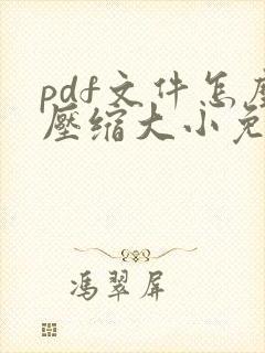 pdf文件怎么压缩大小免费