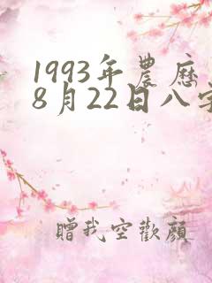 1993年农历8月22日八字