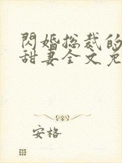 闪婚总裁的契约甜妻全文免费
