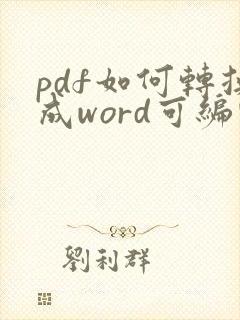 pdf如何转换成word可编辑